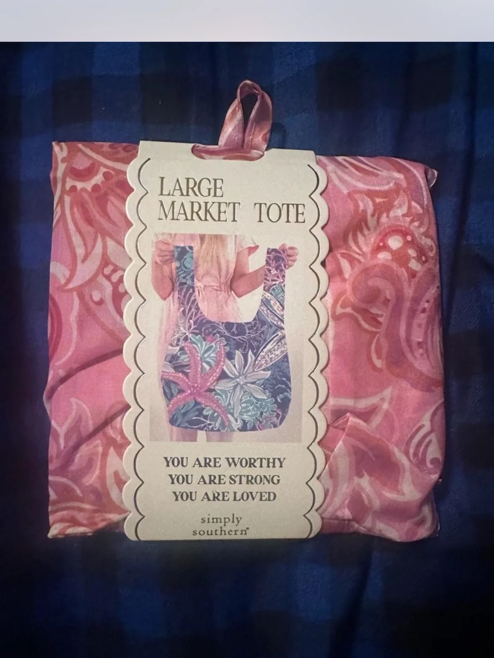 Simply Southern Pink Paisley large market tote NWT